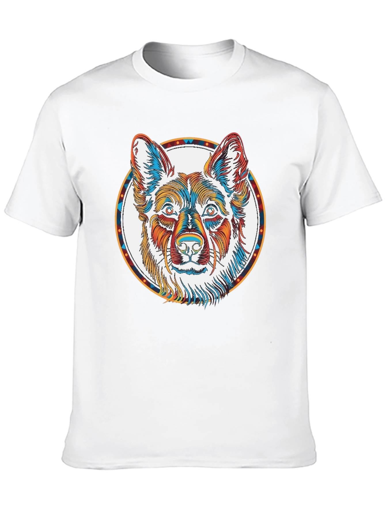 Black Colorful Dog Graphic Tee - Modern Crew Neck T-Shirt view 10