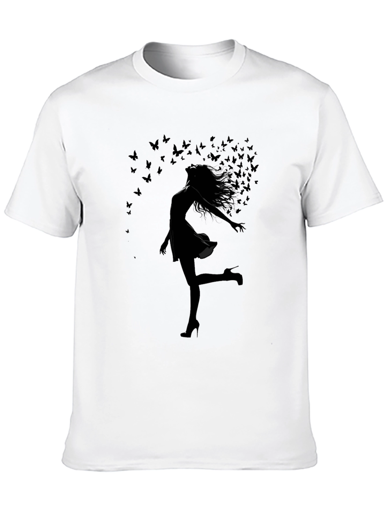 Black Silhouette Butterfly Woman Black T-Shirt view 10