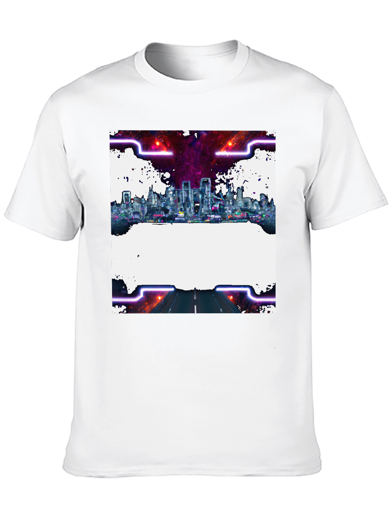 Black Cyberpunk Cityscape Graphic Tee - Black Crew Neck view 10