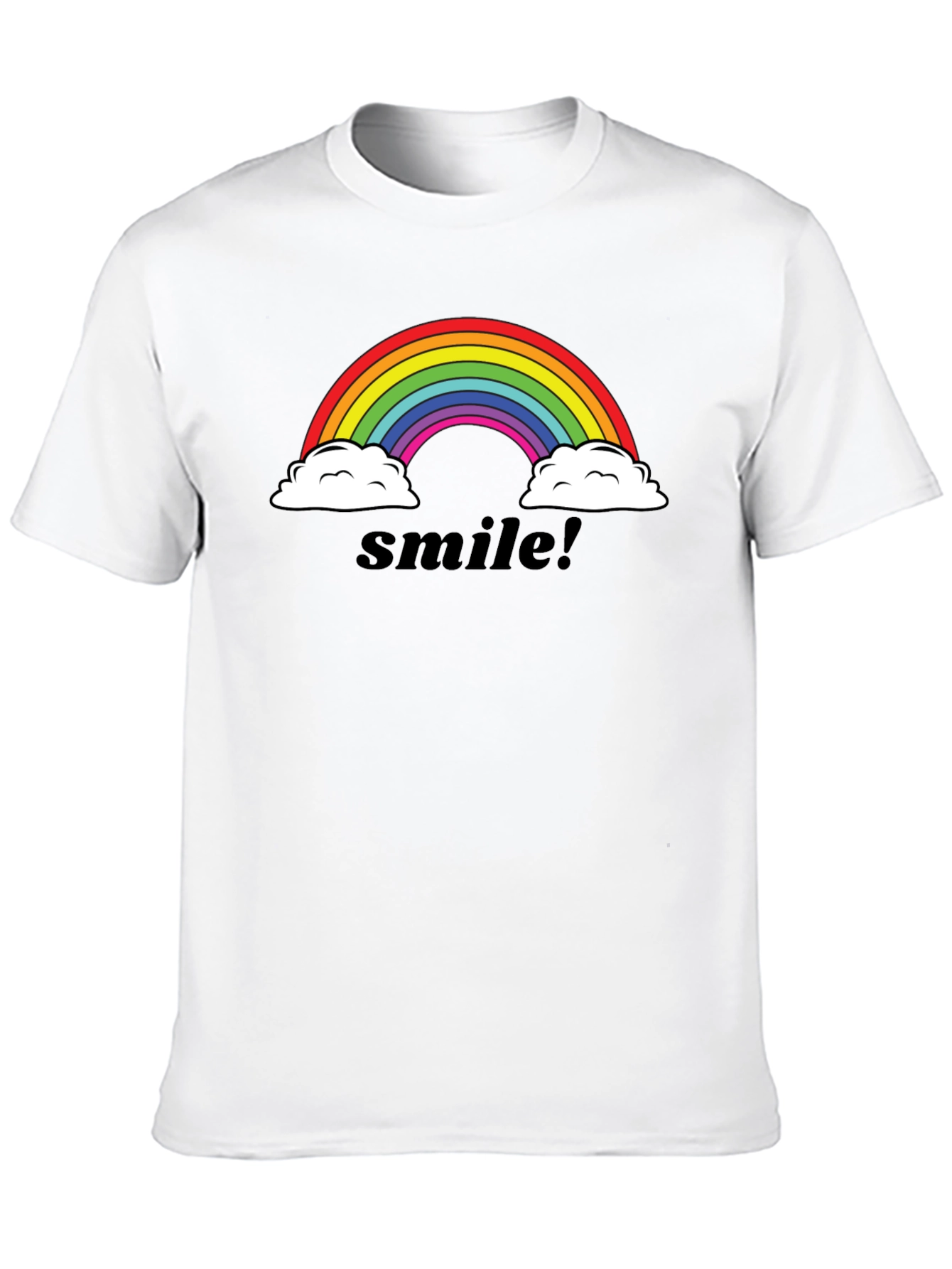 Black Smile Rainbow Graphic Tee -  Comfortable Black T-Shirt view 10