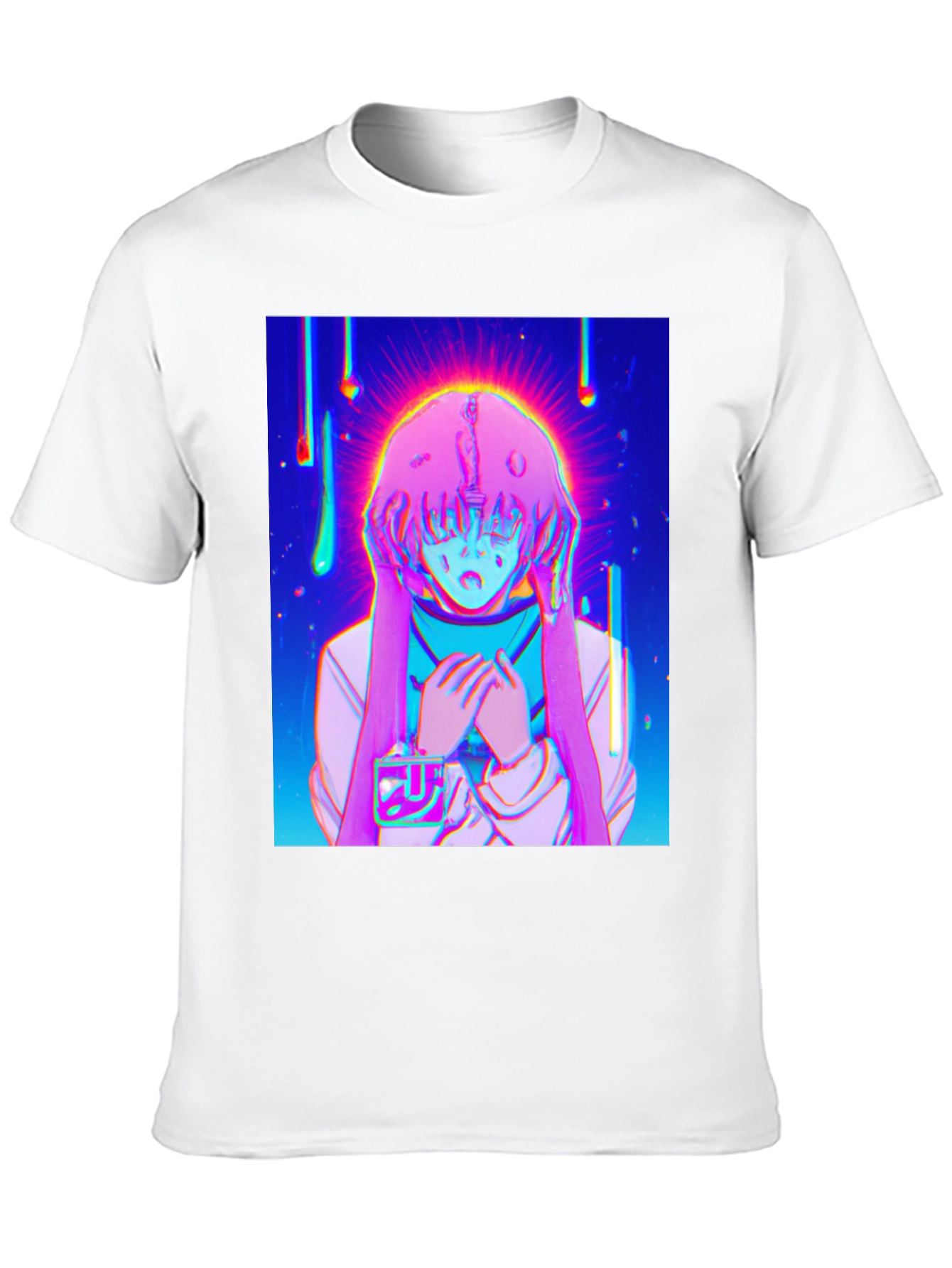 Black Anime Girl Graphic T-Shirt - Vivid Black Tee view 10