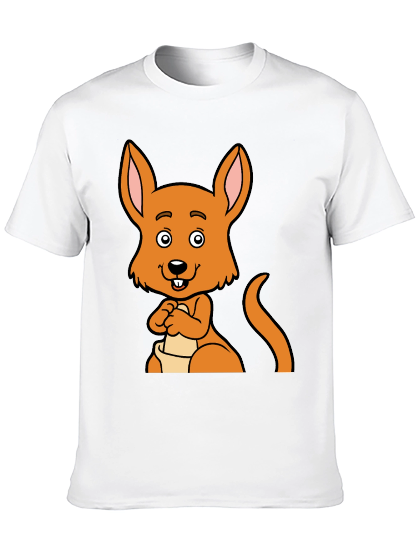 Black Cartoon Kangaroo Graphic Tee - Black Unisex T-Shirt view 10