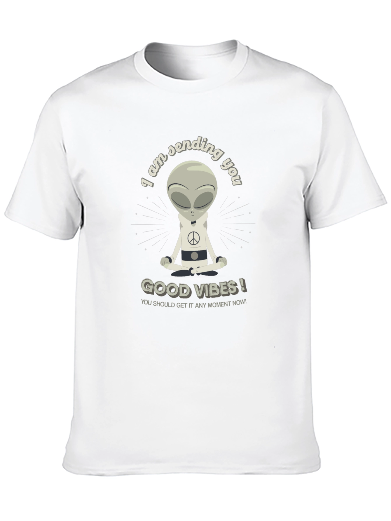 Black Alien Meditating Good Vibes Graphic T-Shirt view 10