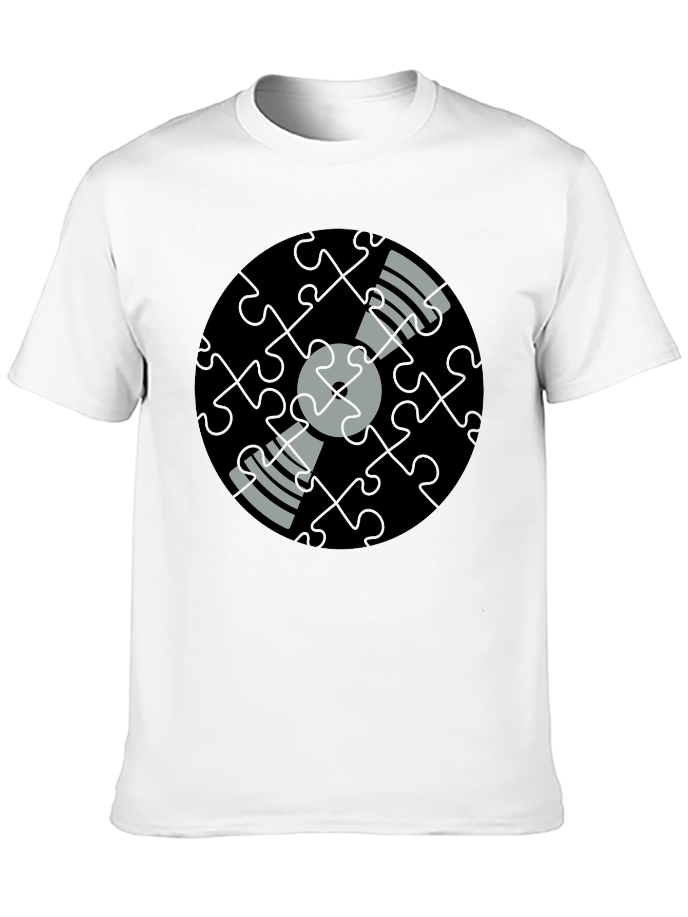 Black Puzzle Piece Vinyl Record Graphic Tee - Black view 10