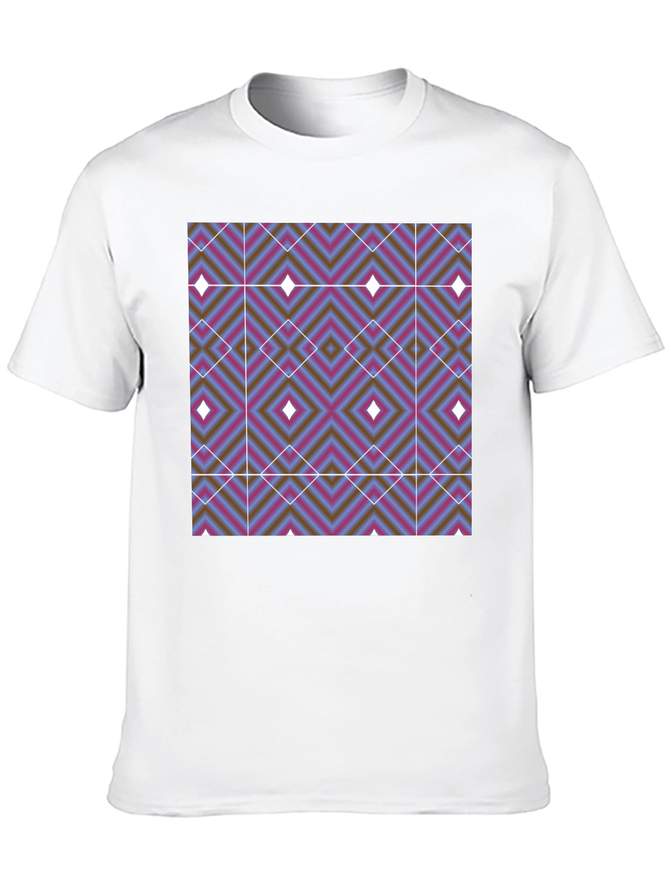 Black Geometric Diamond Print T-Shirt - Black view 10