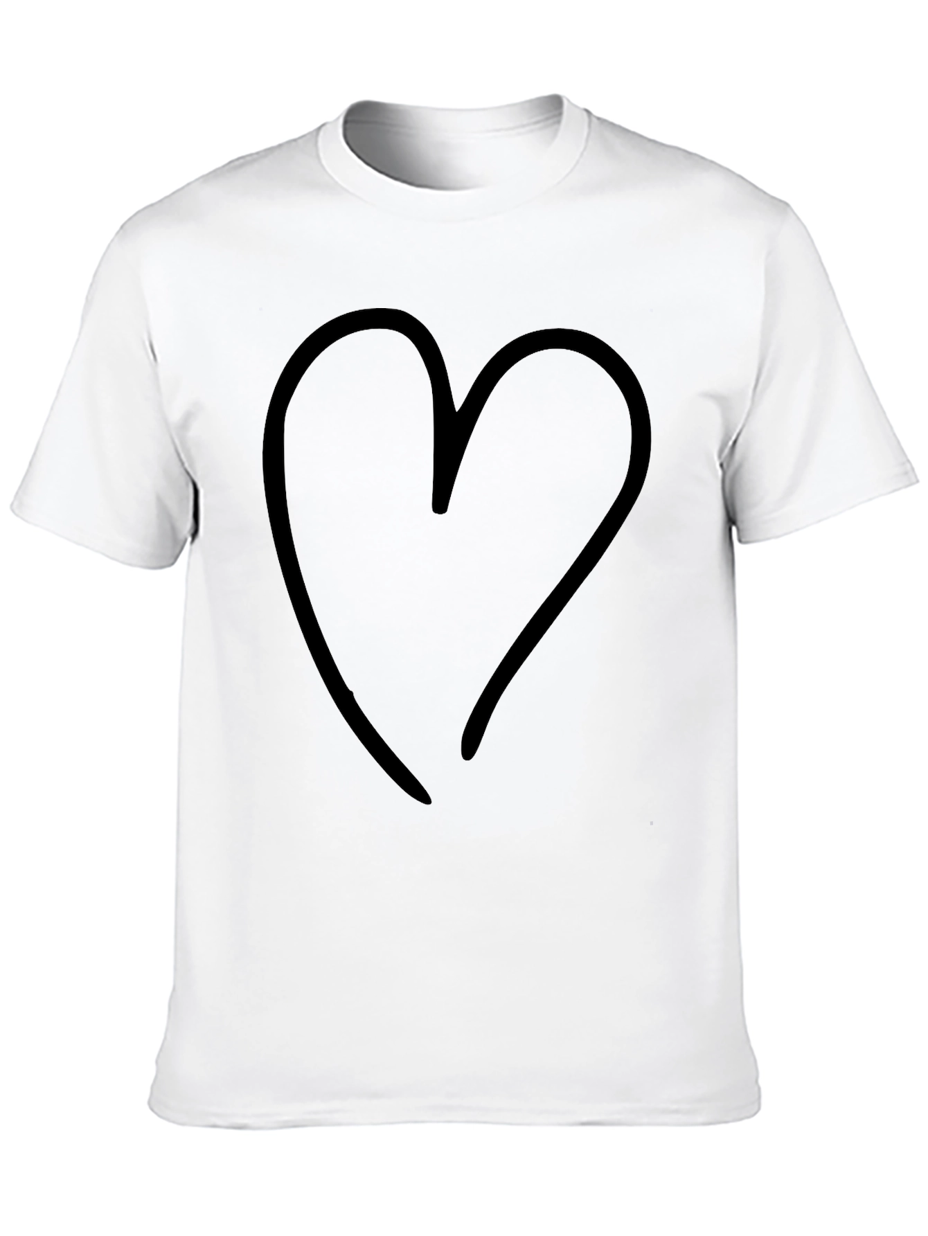 Black Minimalist Heart Graphic T-Shirt - Solid Black view 10