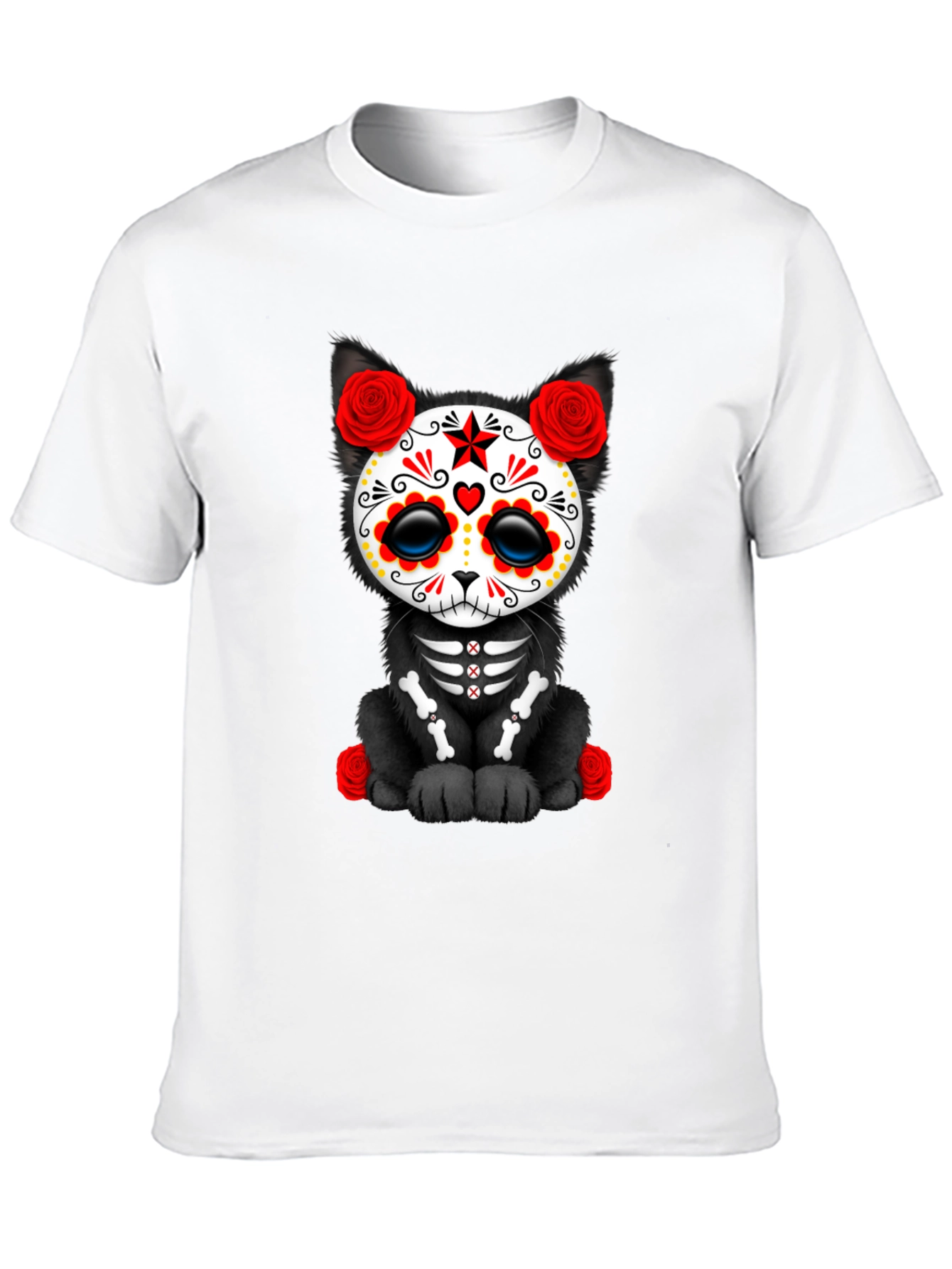 Black Sugar Skull Cat T-Shirt view 10