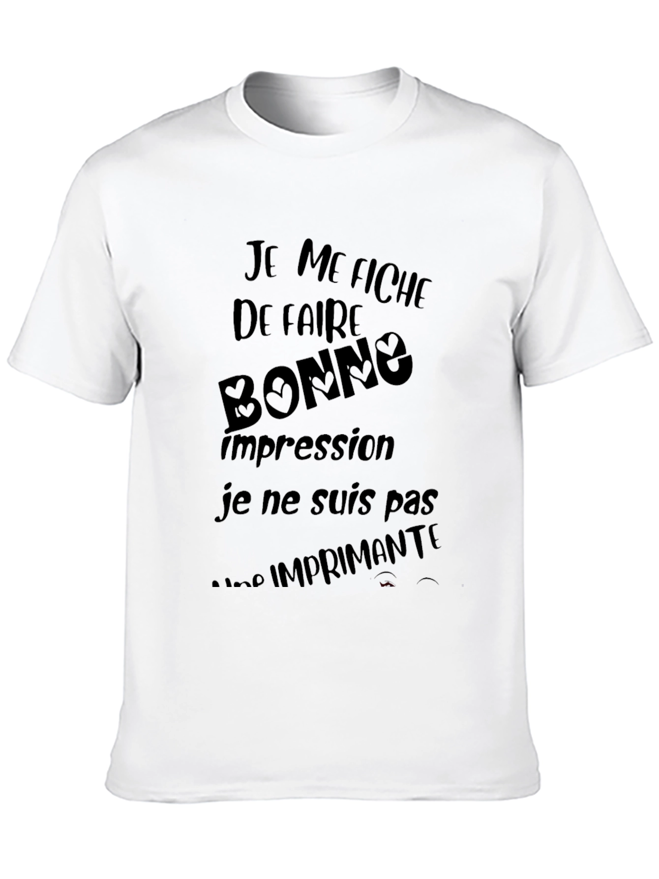 Black Humorous French Slogan Graphic Black T-Shirt view 10