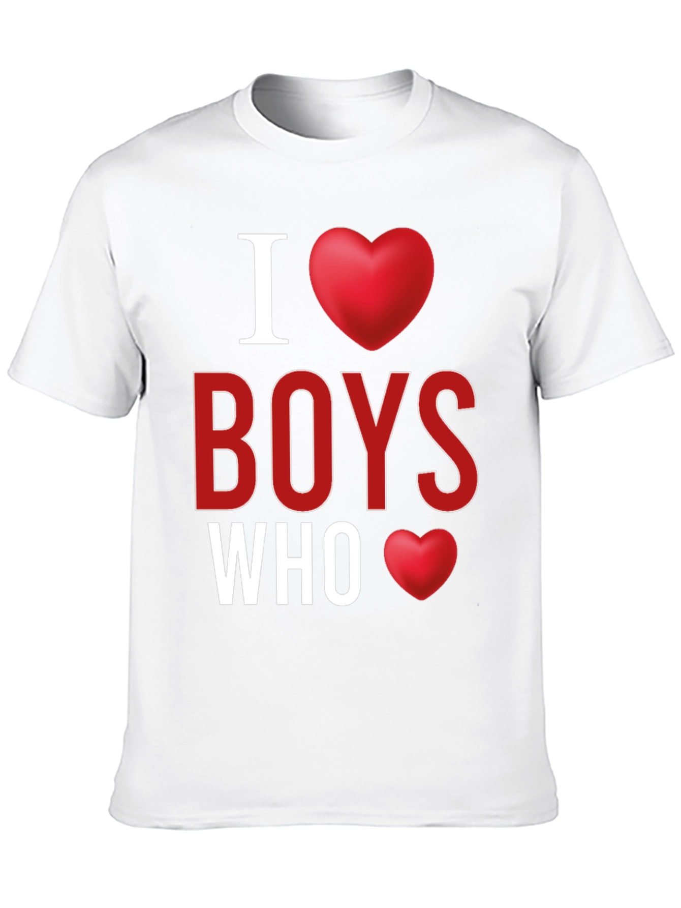Black I Heart Boys Who T-Shirt - Novelty Graphic Tee view 10