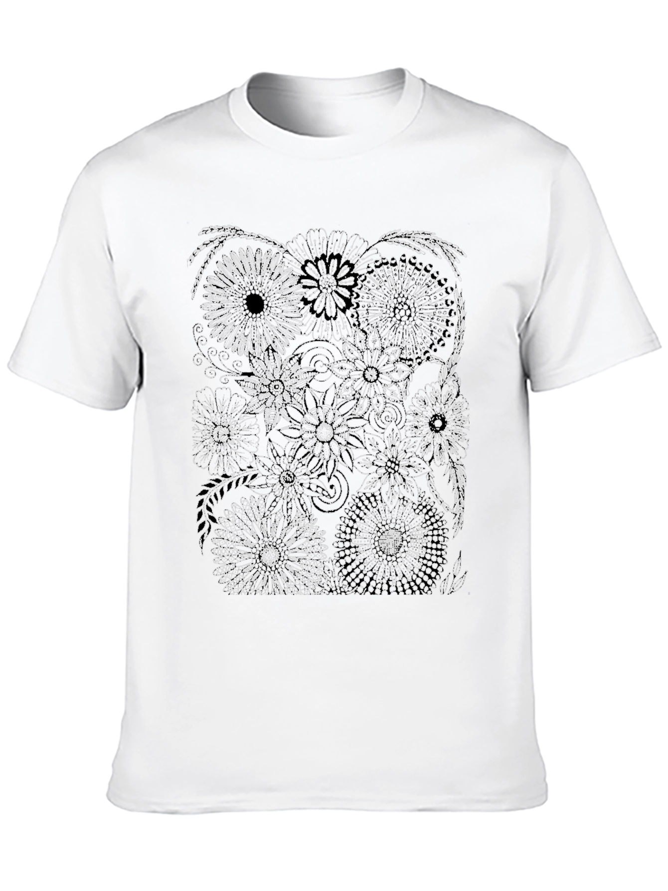 Black Floral Print Black Crew Neck T-Shirt view 10