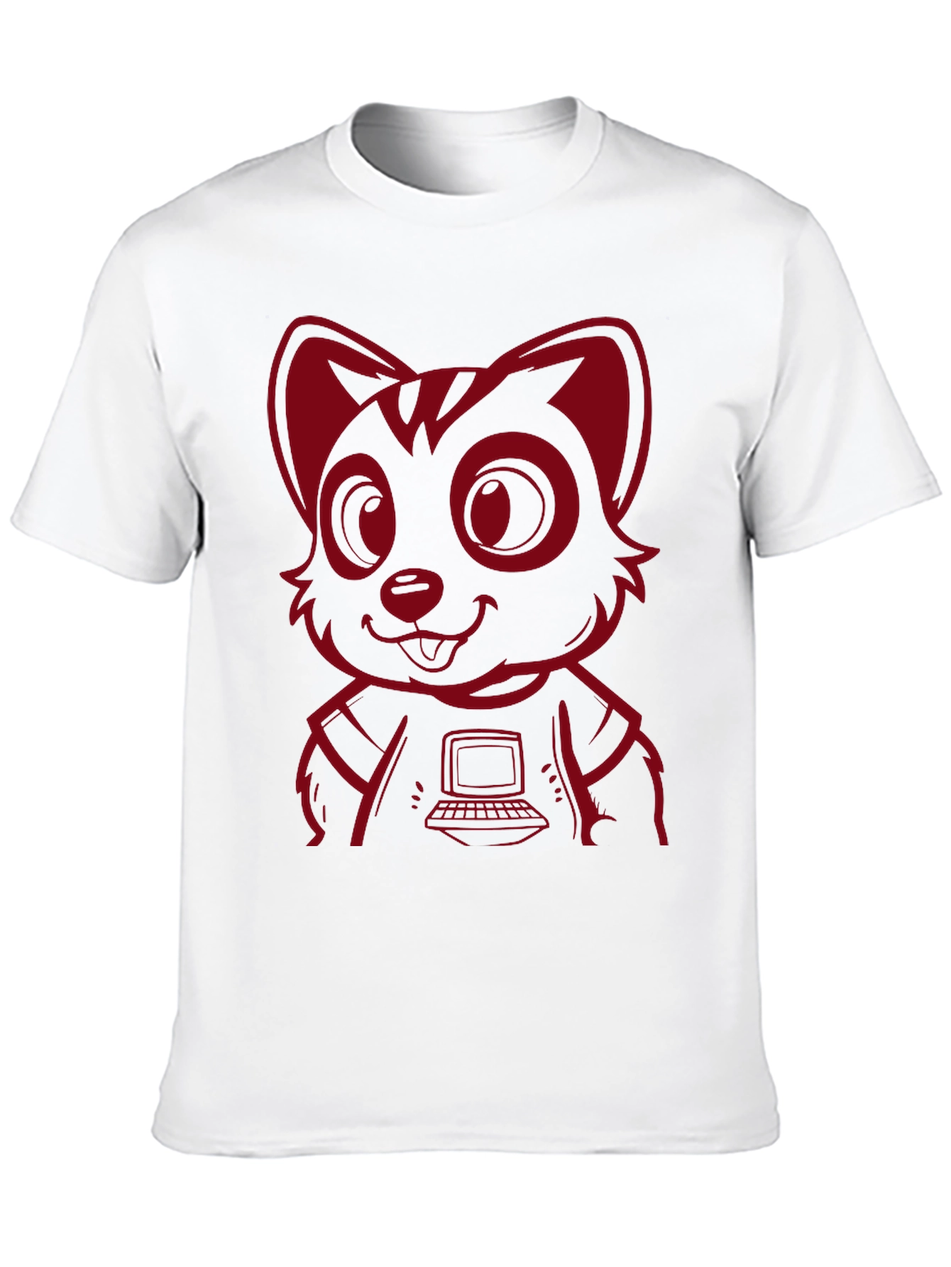 Black Red Raccoon Programmer T-Shirt - Cool Cartoon Design view 10