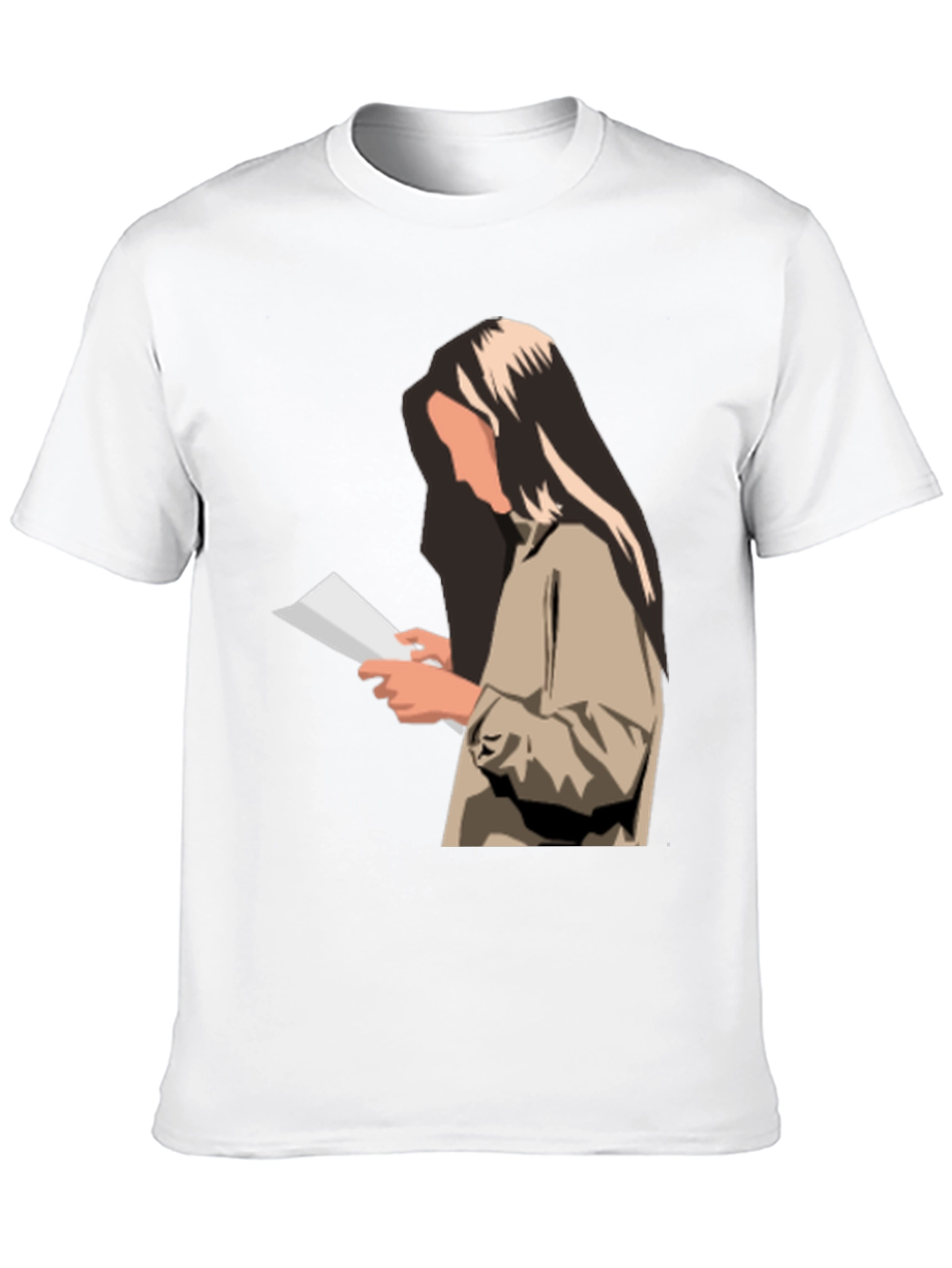 Black Stylish Graphic Print T-Shirt - Reading Woman Design view 10