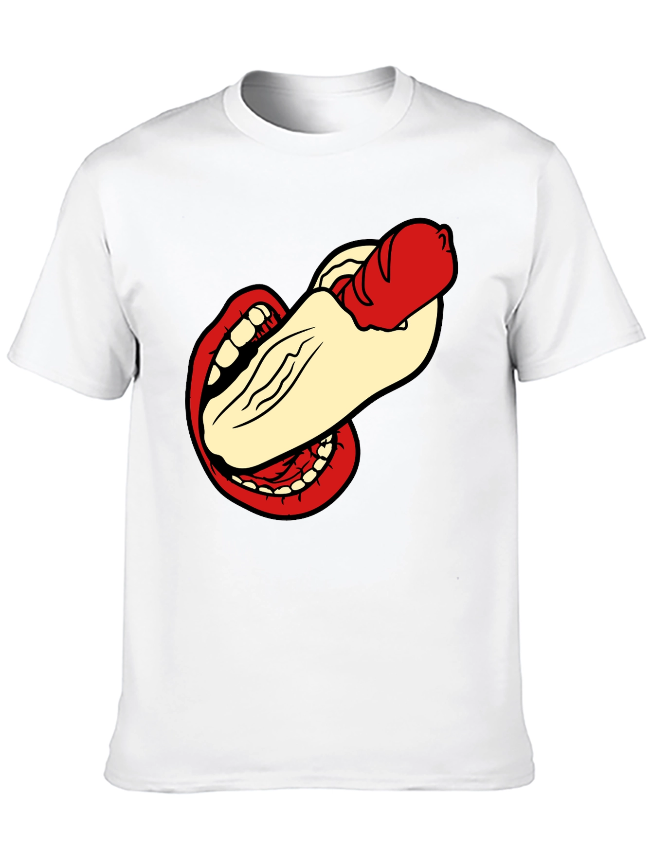 Black Humorous Hot Dog Bite Black T-Shirt view 10