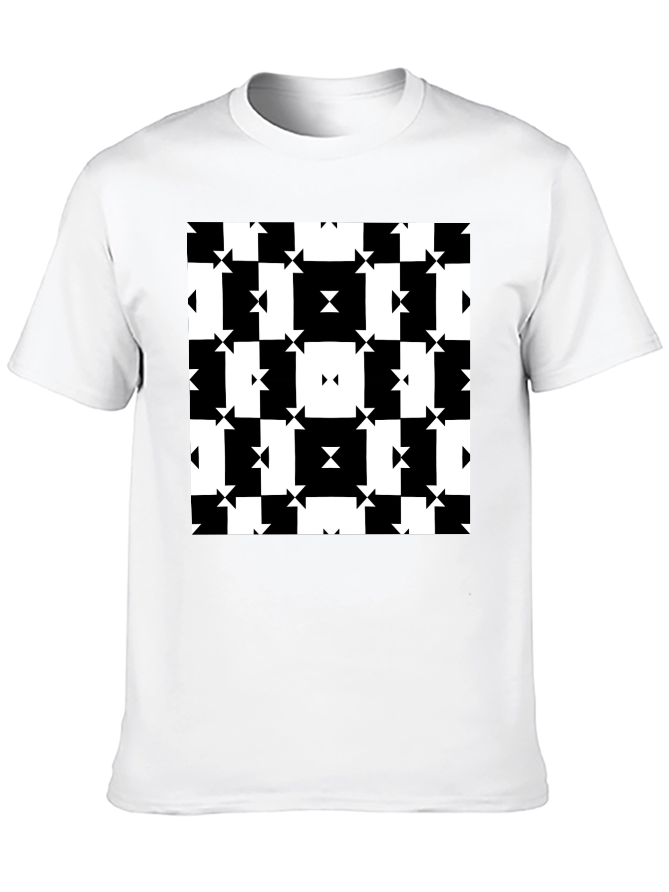 Black Geometric Pattern Tee - Modern Black & White Design view 10