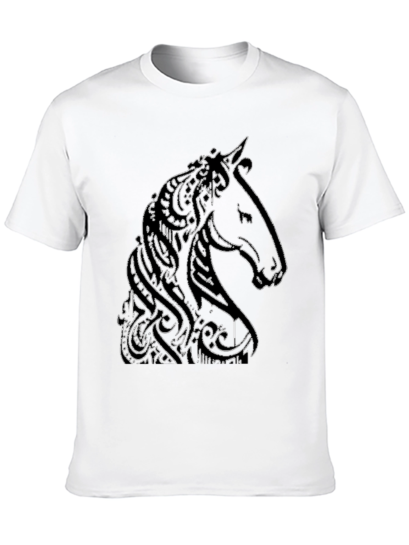 Black Abstract Horse Graphic Tee - Black view 10