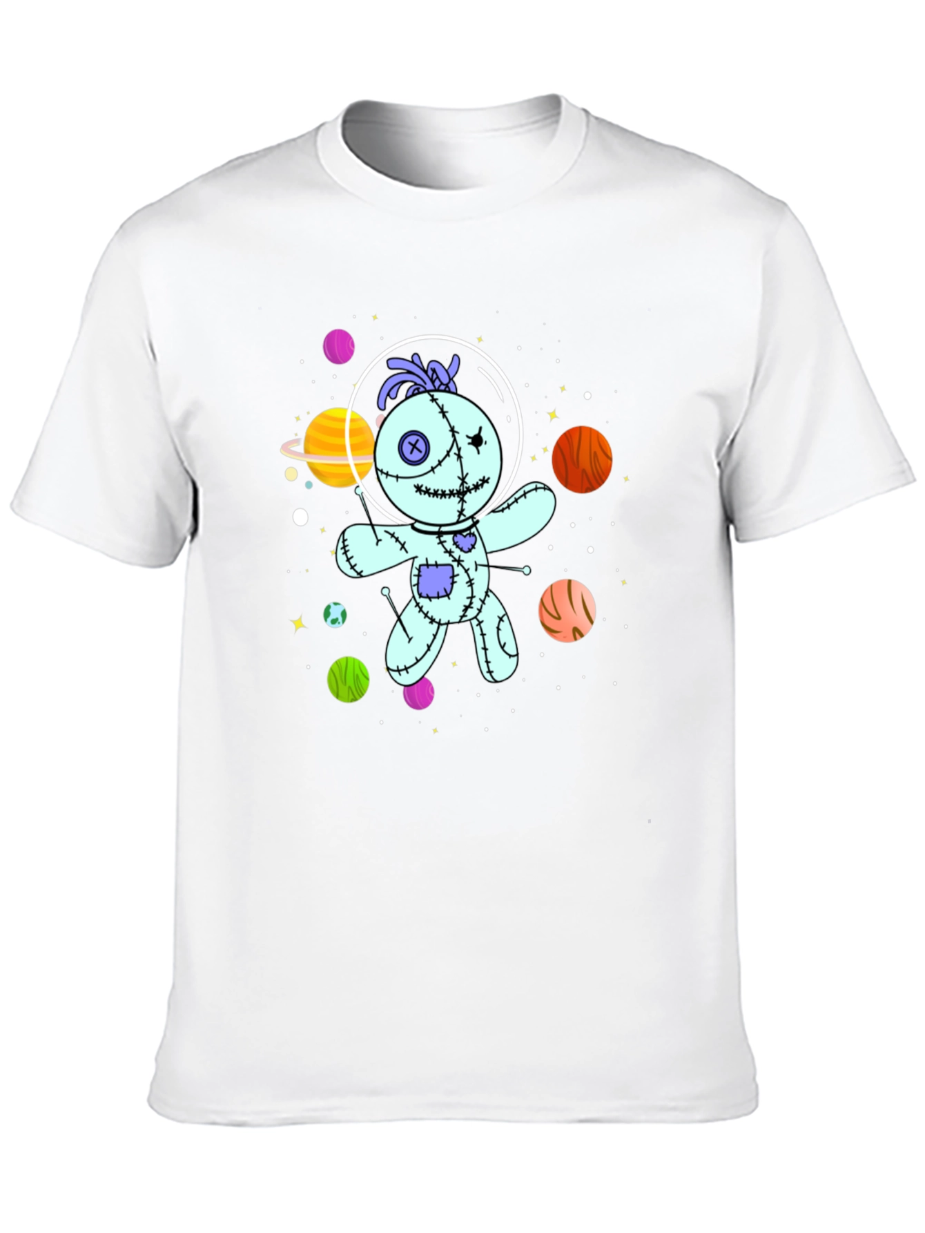 Black Astronaut Voodoo Doll T-Shirt - Unisex Black Tee view 10