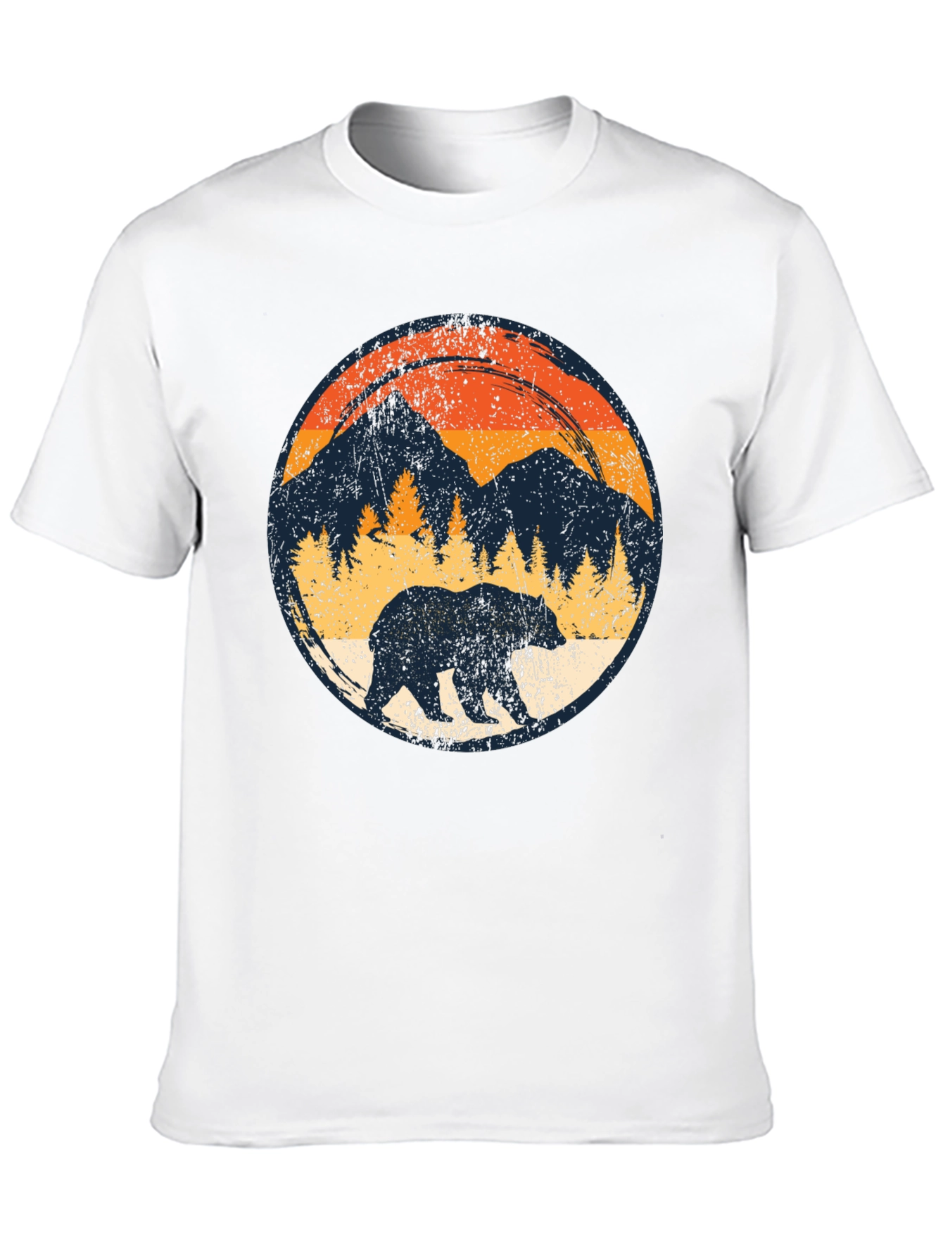 Black Retro Bear Mountain Black T-Shirt view 10