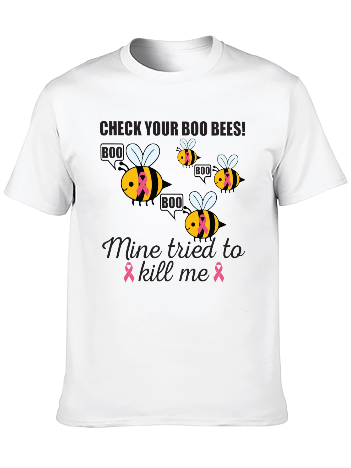 Black Boo Bees Breast Cancer Awareness T-Shirt view 10