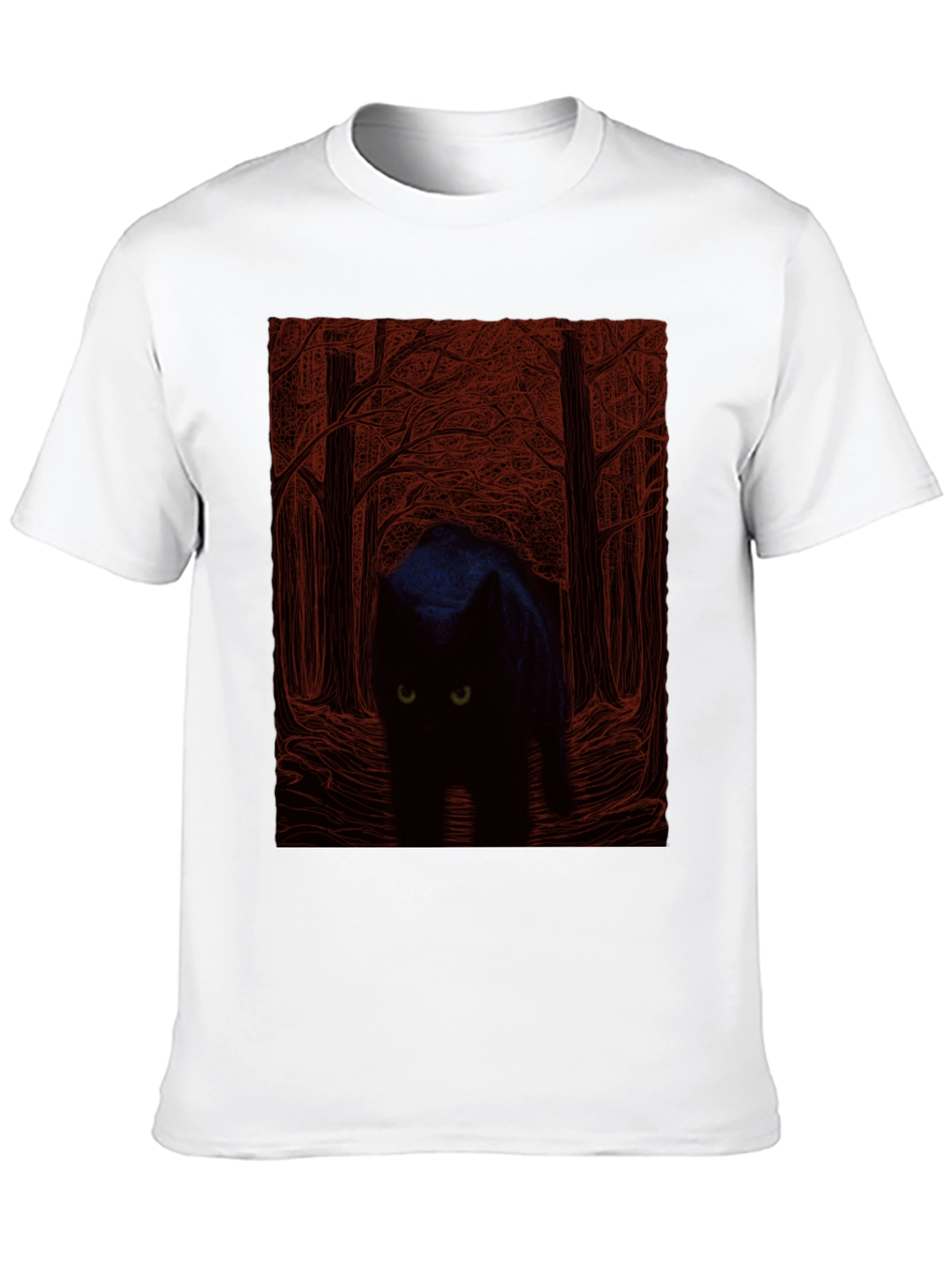 Black Black Cat Forest Graphic Tee - Men's Black T-Shirt view 10