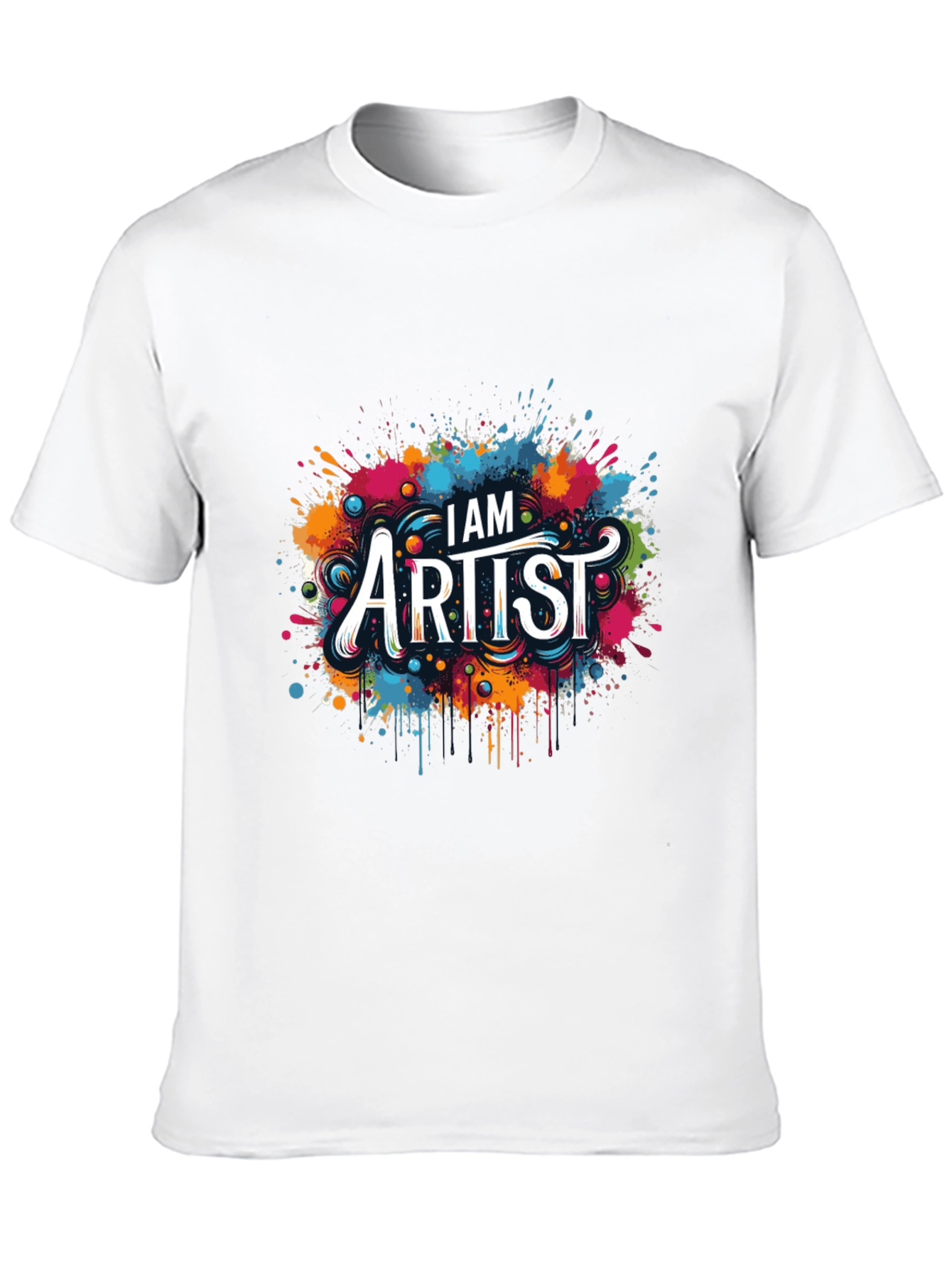 Black I AM Artist Tee: Creative Color Splash Graphic T-Shirt view 10