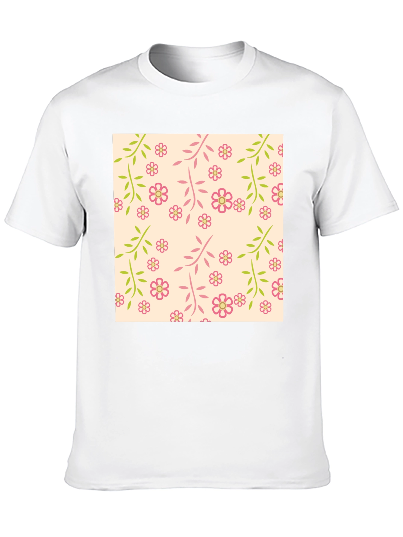 Black Floral Pattern Black T-Shirt view 10