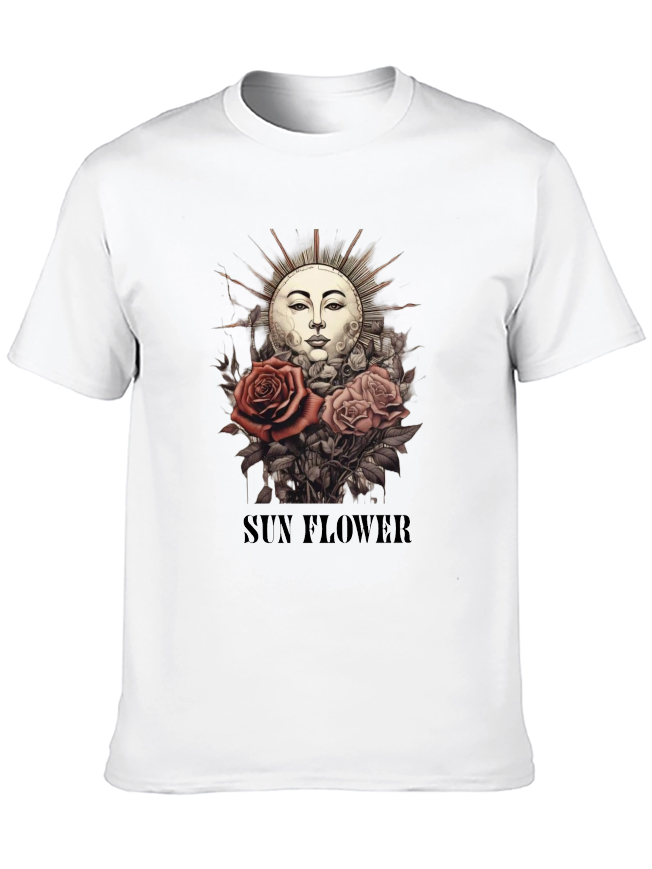 Black Sun Flower Graphic T-Shirt - Unique Design view 10