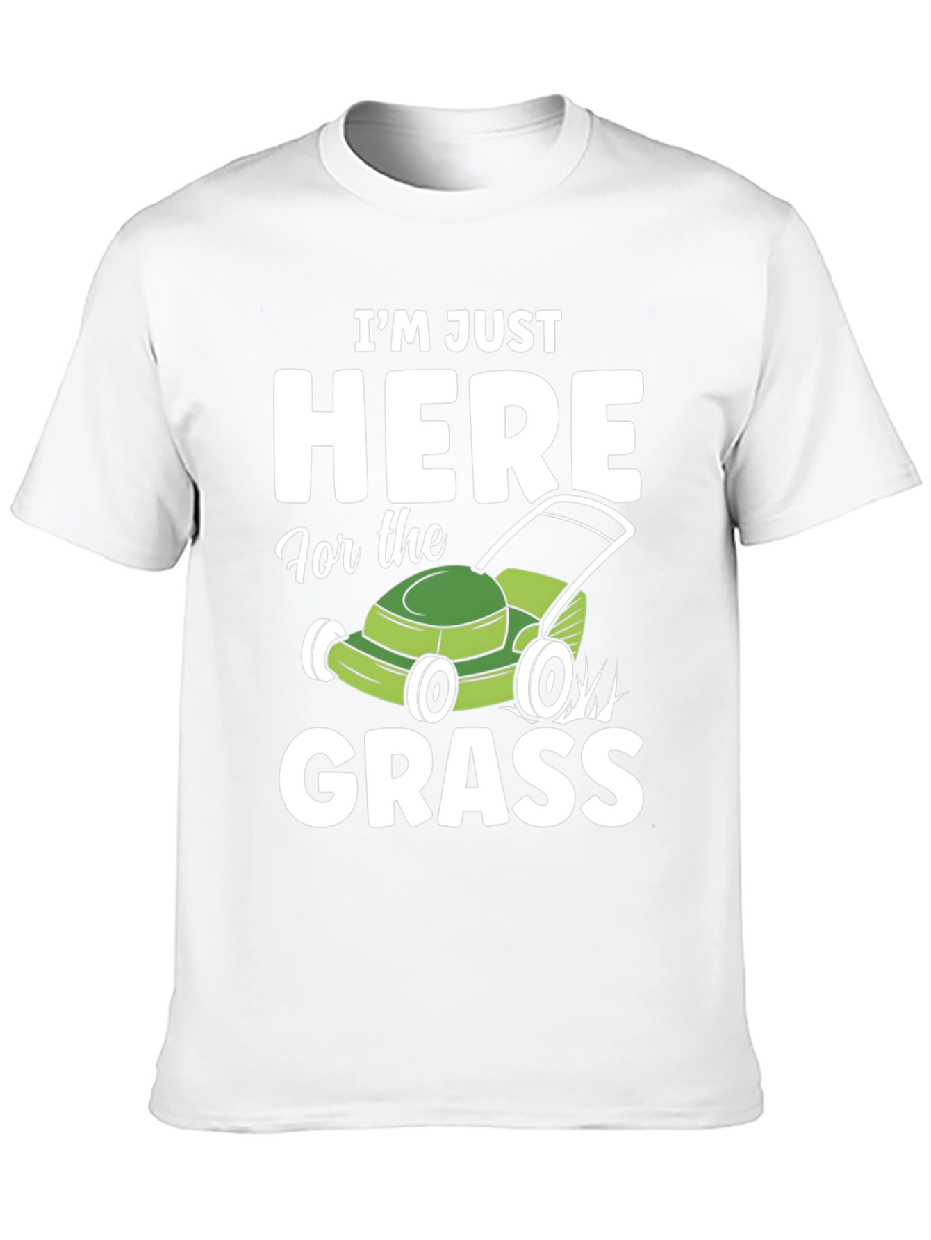 Black Funny "Here for the Grass" Lawn Mowing T-Shirt view 10