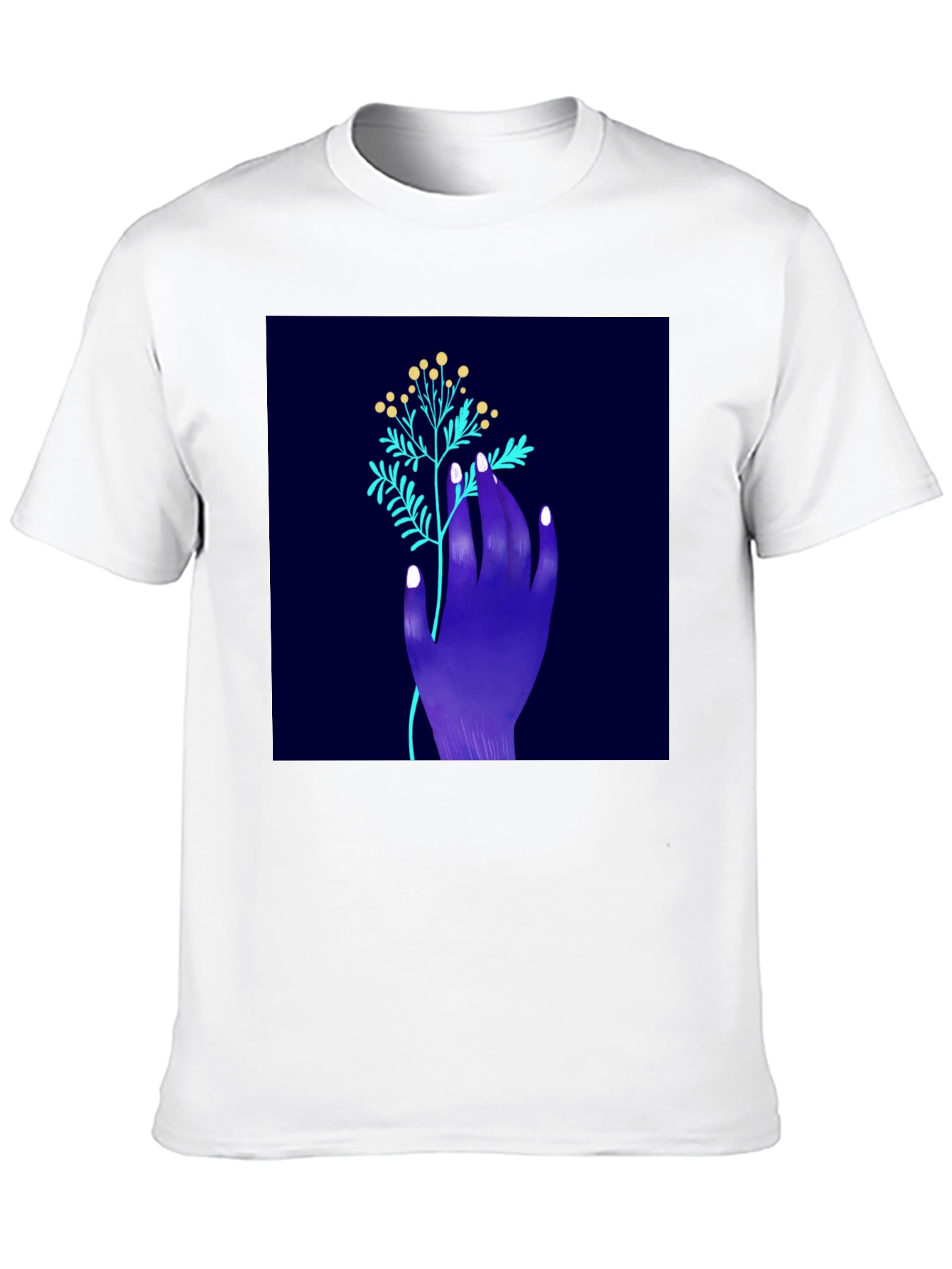 Black Botanical Hand Graphic Tee - Modern Art Shirt view 10