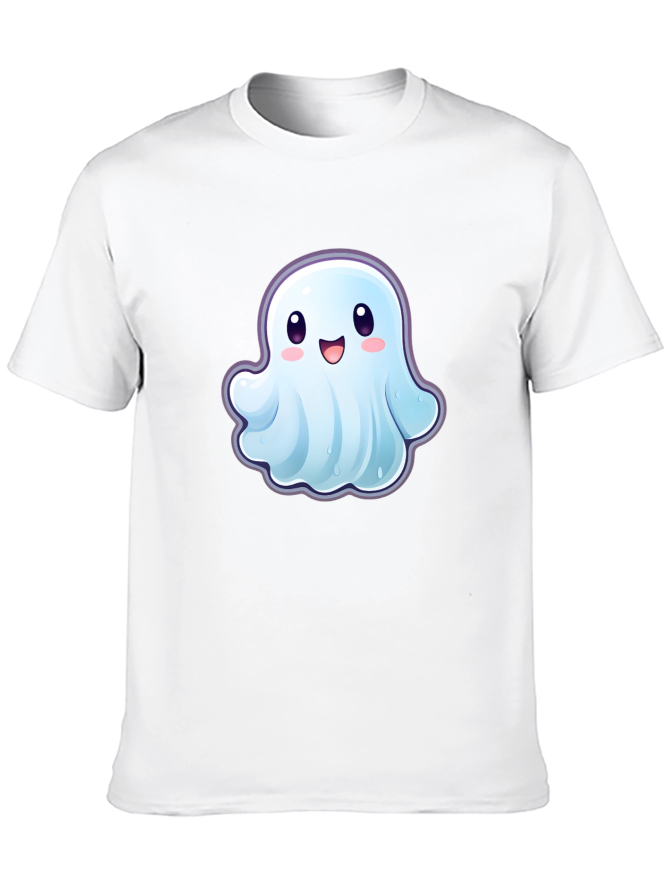 Black Cute Ghost Graphic T-Shirt - Black Cotton Tee view 10