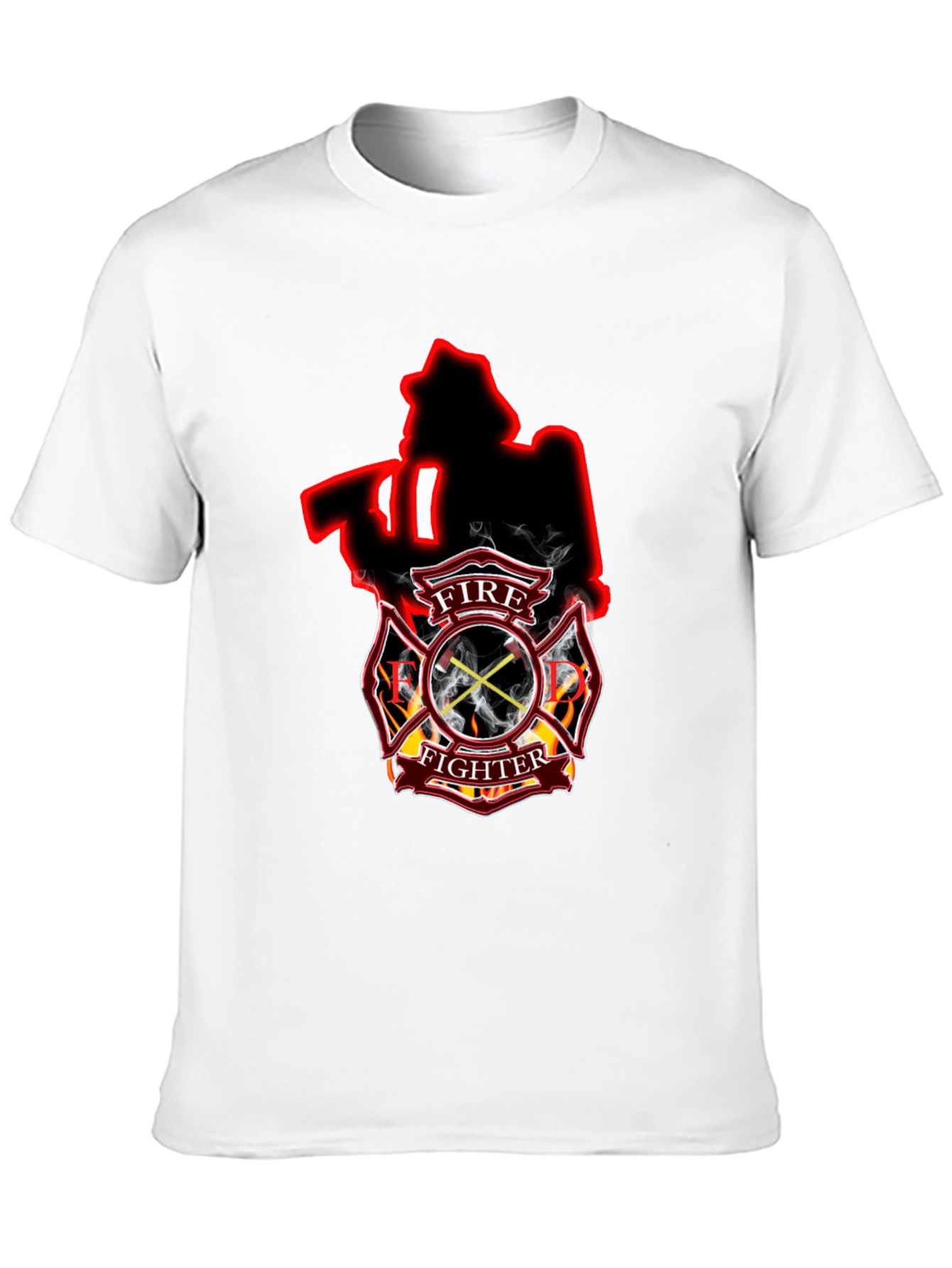 Black Firefighter Axe Shield Black T-Shirt view 10