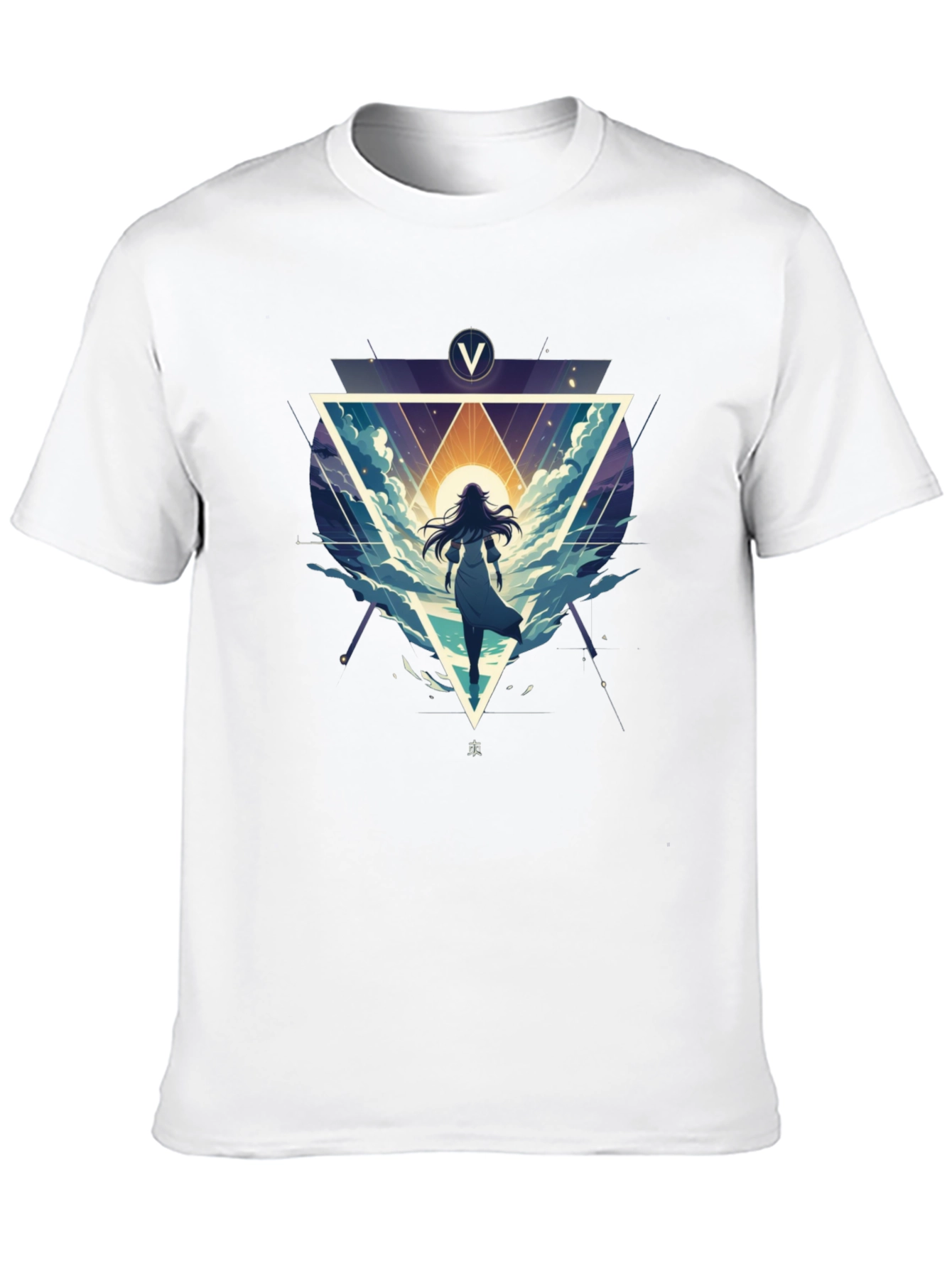 Black Abstract Geometric Graphic Black T-Shirt view 10