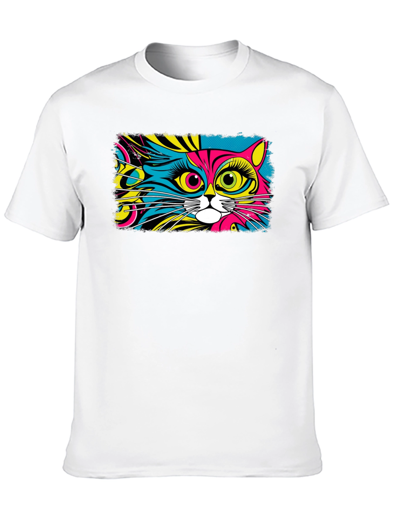 Black Psychedelic Cat Graphic Black T-Shirt view 10