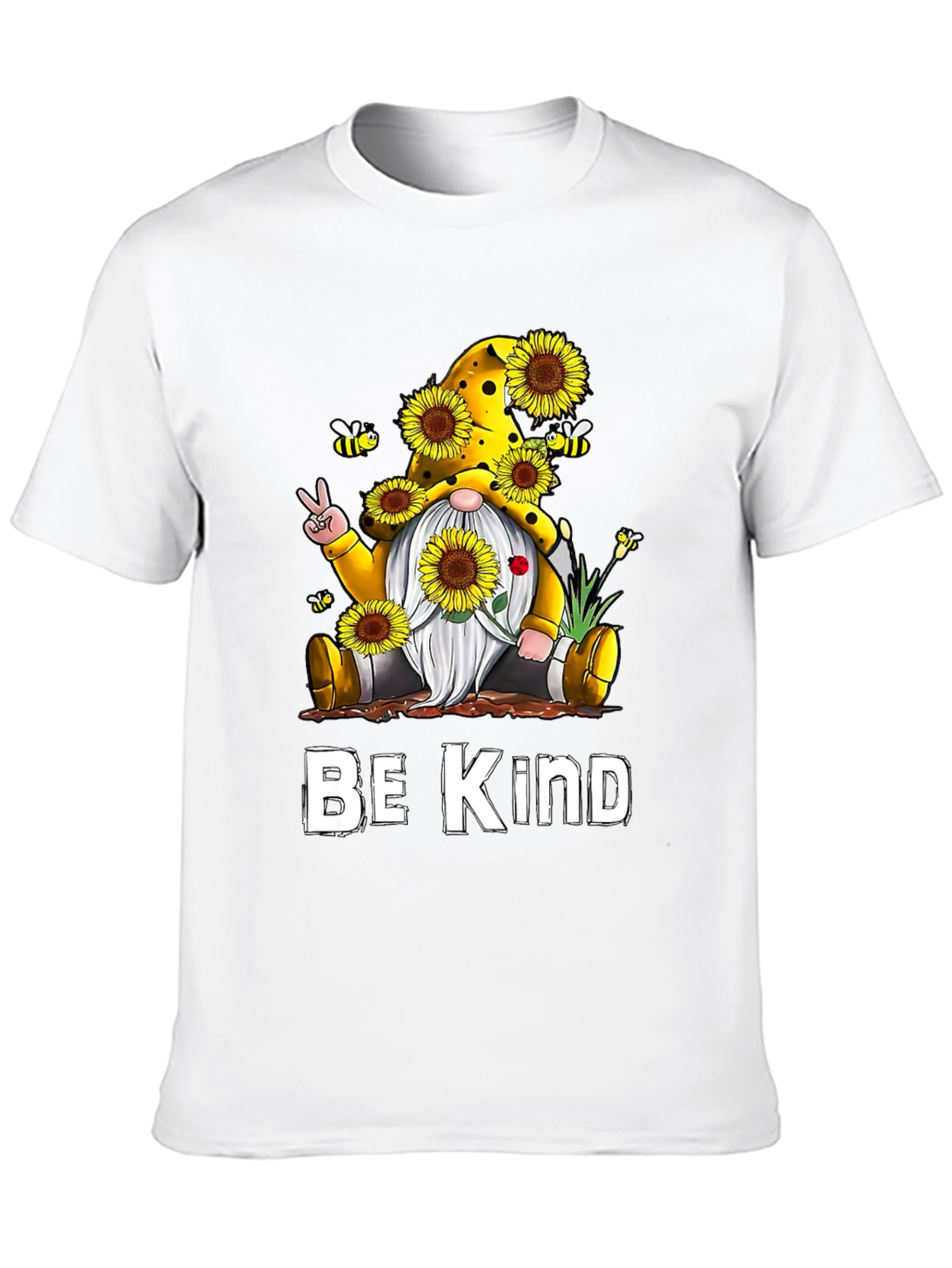Black Be Kind Gnome Sunflower Graphic Tee view 10