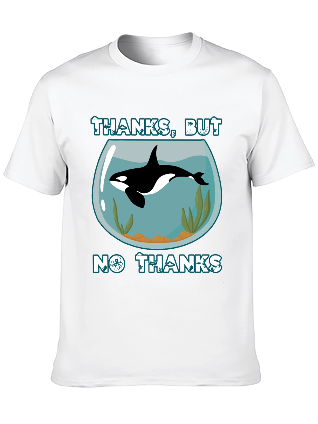 Black Humorous Orca Aquarium Graphic T-Shirt view 10
