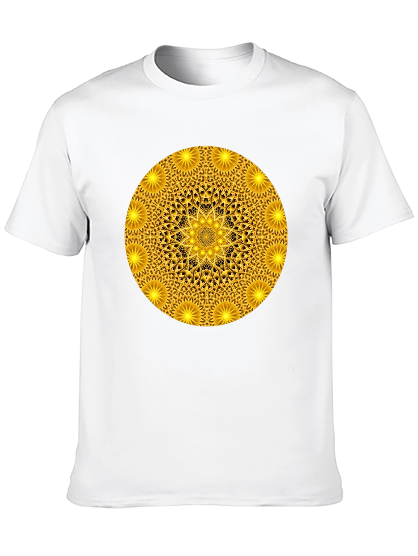 Black Golden Mandala Graphic T-Shirt - Black Crew Neck Tee view 10