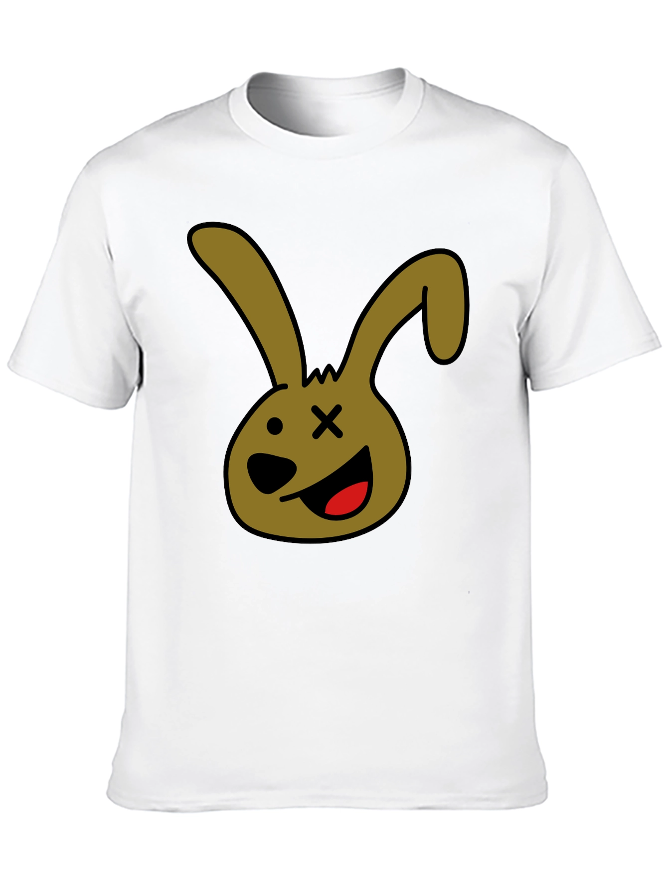 Black Cartoon Bunny Graphic Tee - Black Unisex T-Shirt view 10