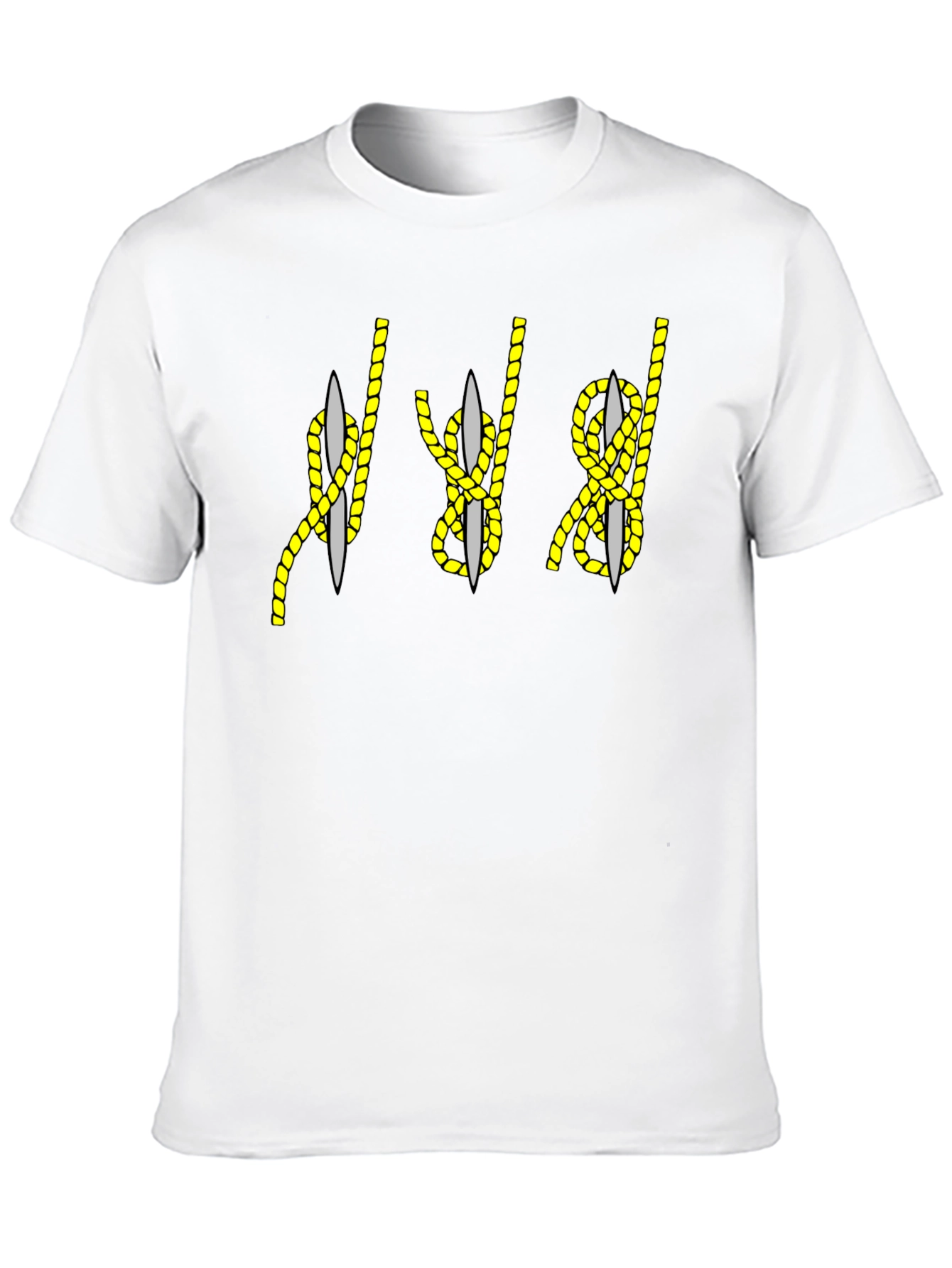 Black Rope Knot & Needle Graphic Tee - Black Cotton Blend view 10