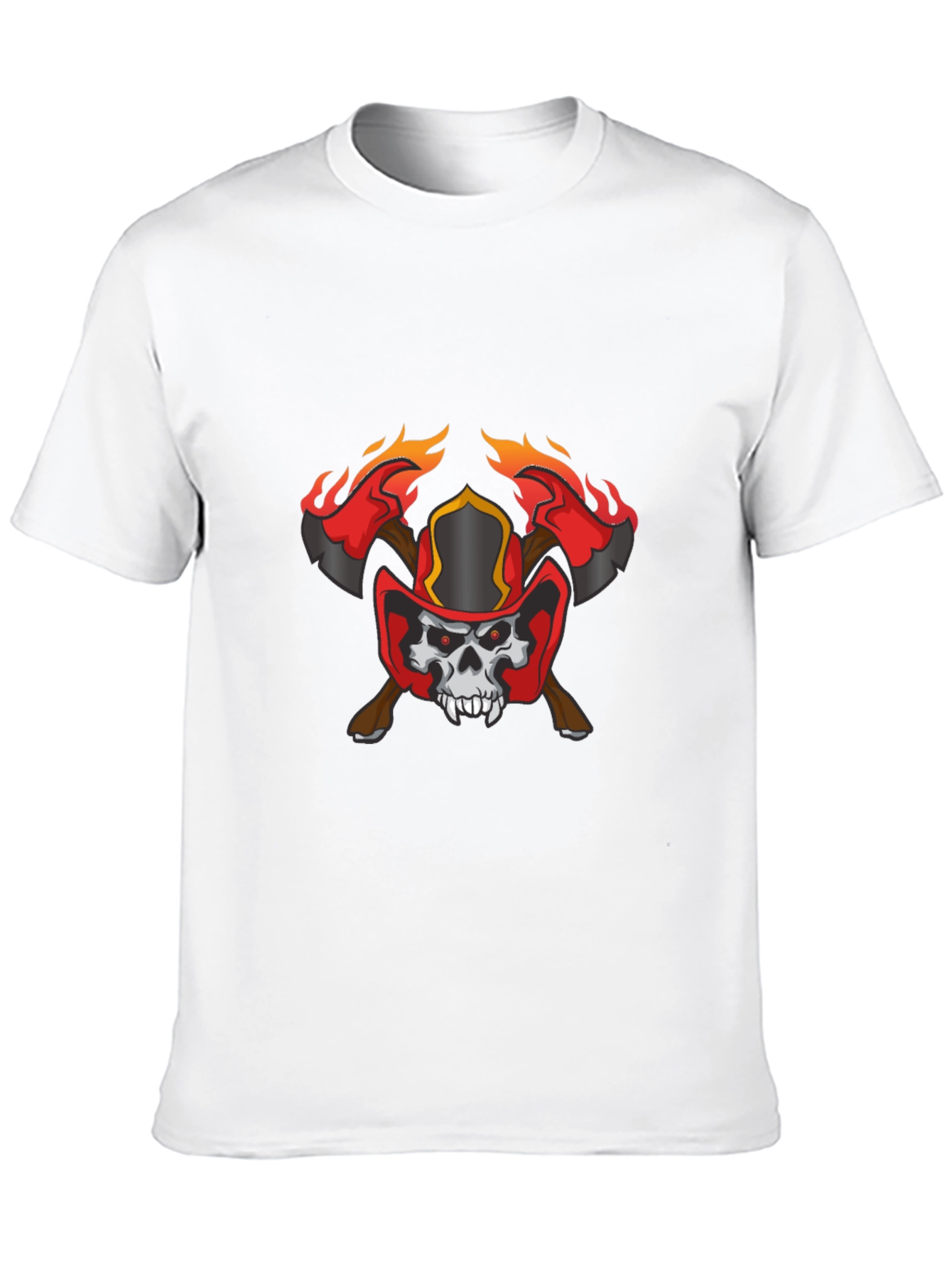 Black Skull Firefighter Axe Graphic T-Shirt view 10