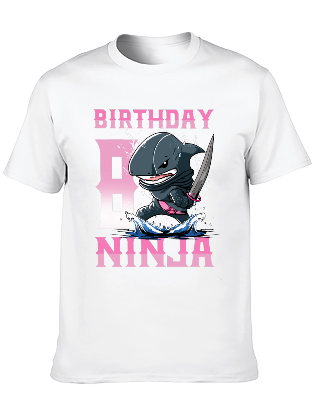 Black Birthday Ninja Shark T-Shirt view 10