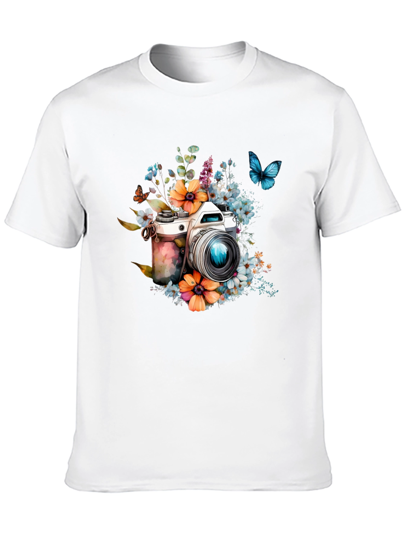 Floral Camera Black T-Shirt - 10