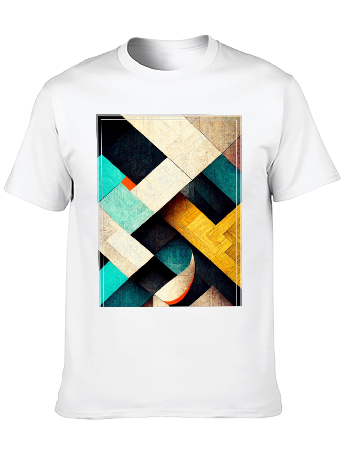 Black Geometric Patterned Black T-Shirt view 10