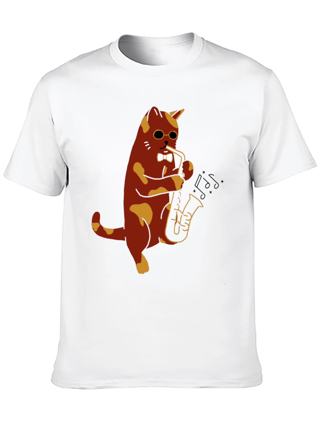 Black Cat Saxophone Player Graphic T-Shirt view 10