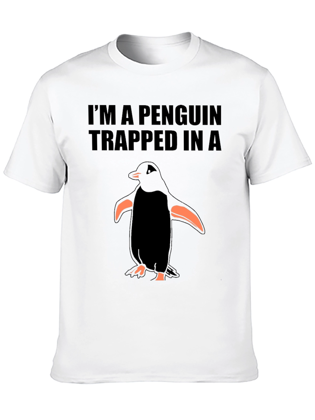 Black Penguin Trapped T-Shirt - Funny Graphic Tee view 10