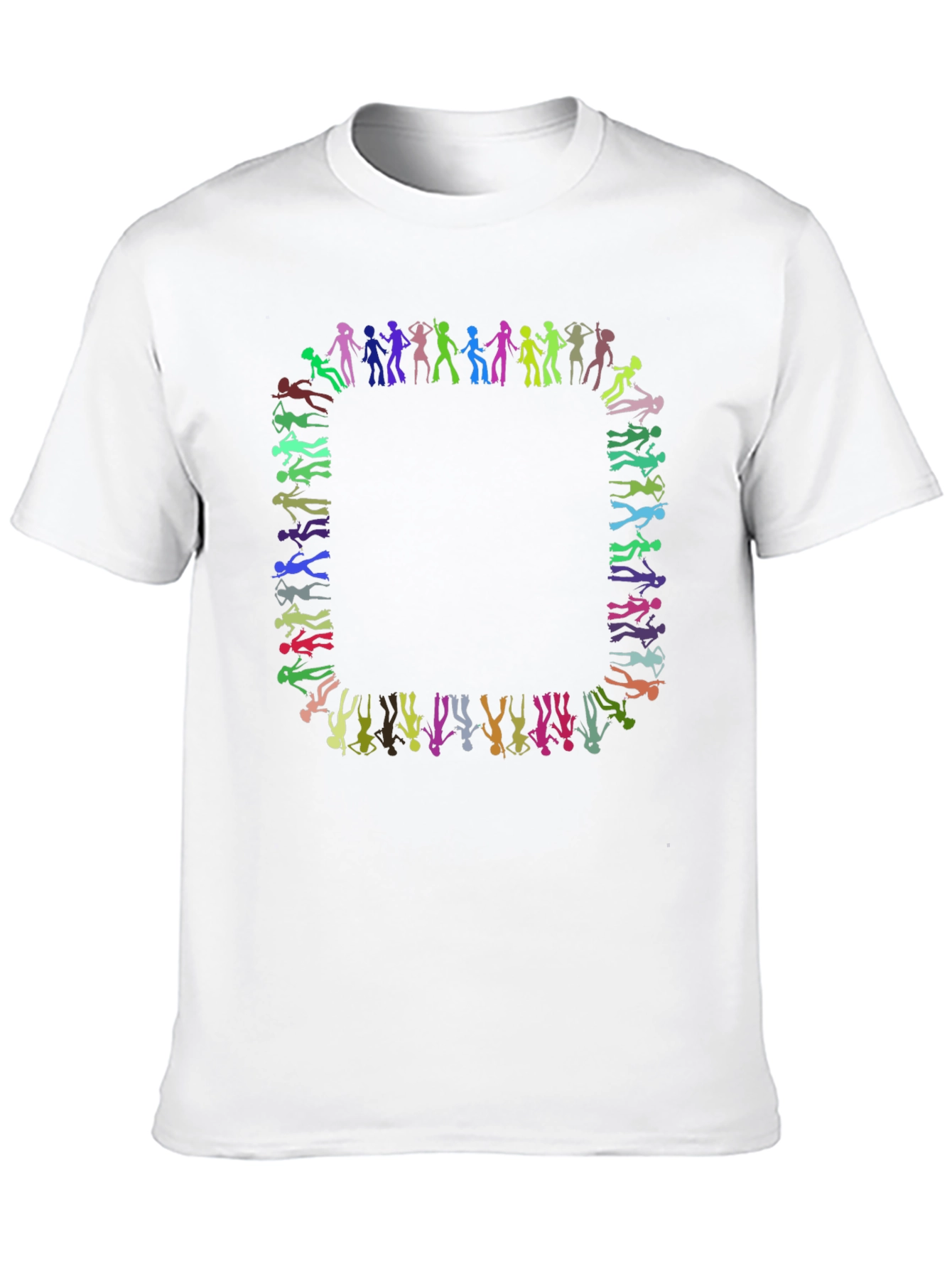 Black Colorful Silhouette People Pattern Black T-Shirt view 10
