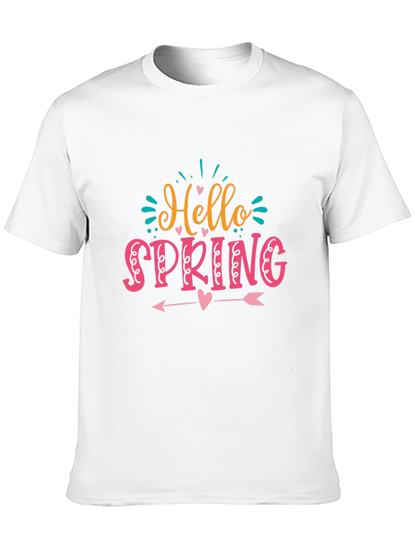 Black Hello Spring Graphic T-Shirt Black Cotton Tee view 10