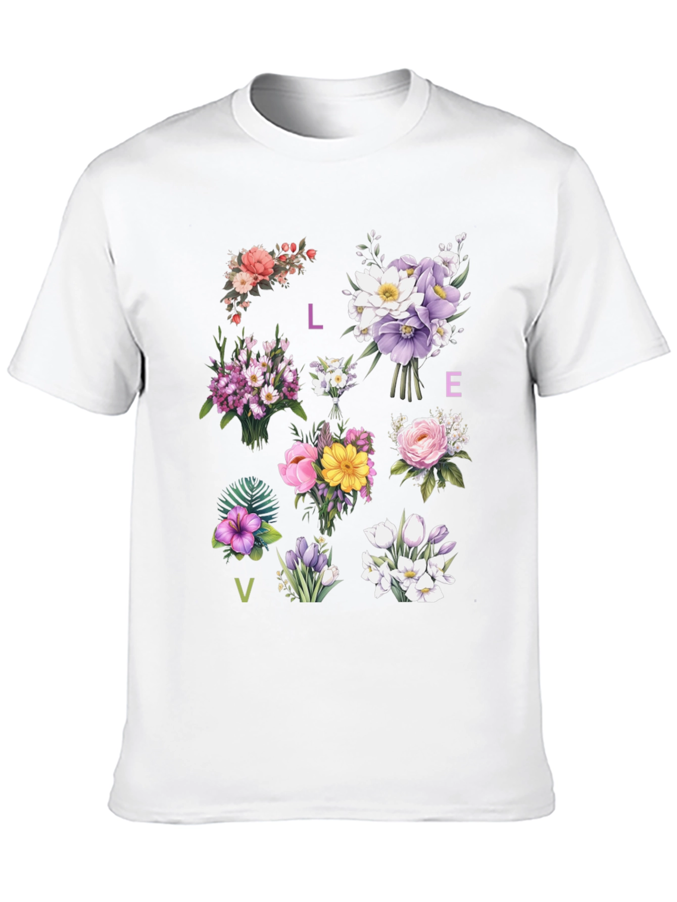 Black Floral LOVE T-Shirt - Botanical Graphic Tee view 10