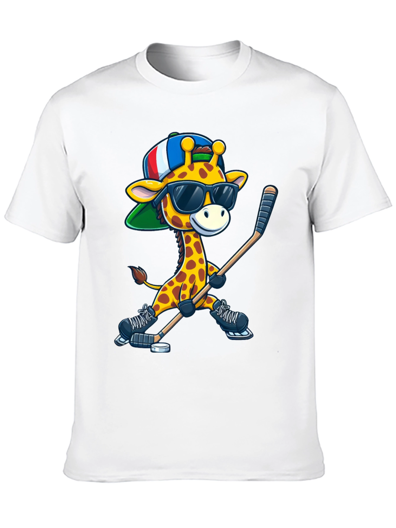 Black Giraffe Hockey Player Graphic Tee view 10