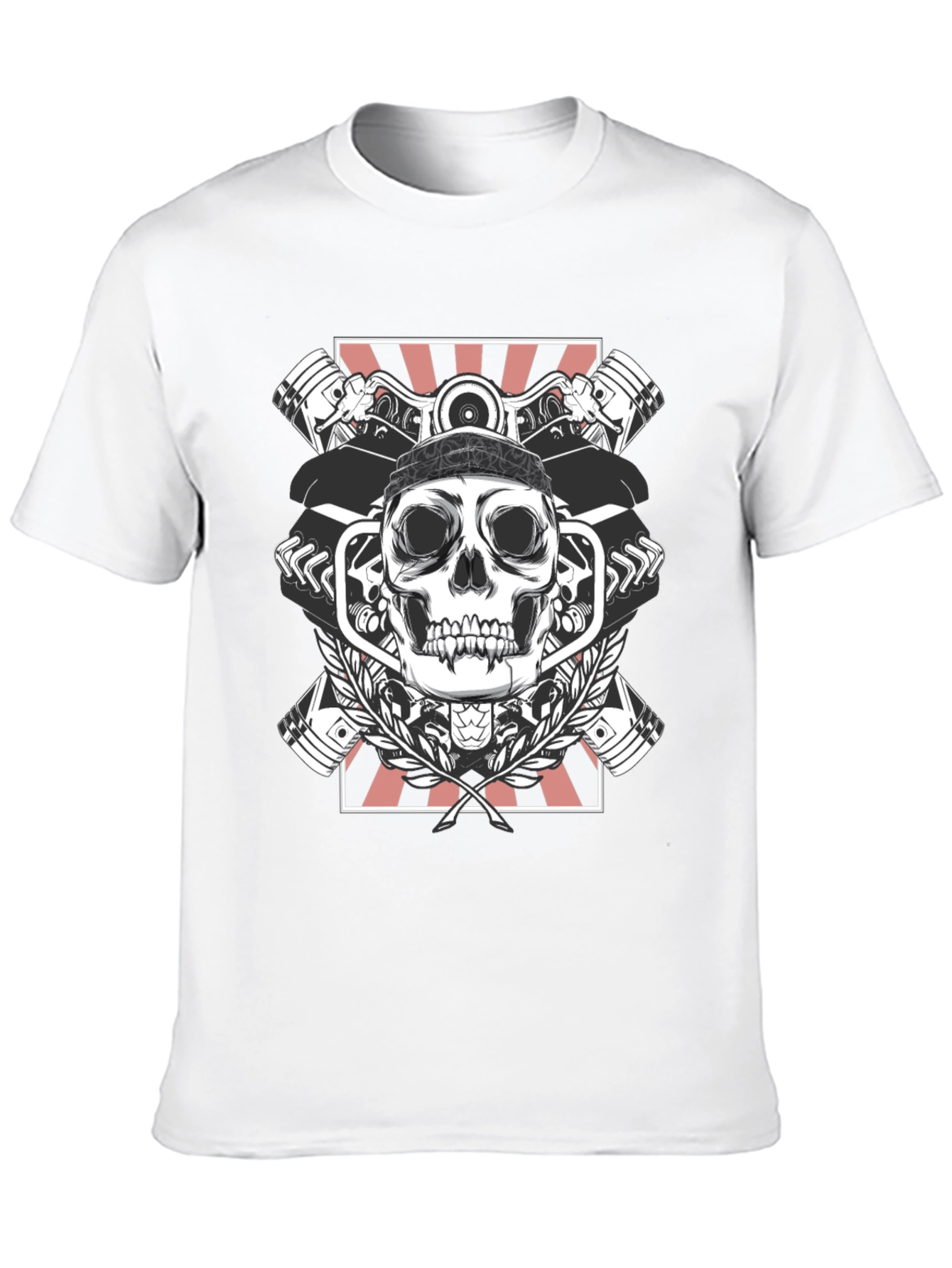 Black Skull & Pistons Graphic Tee - Black view 10
