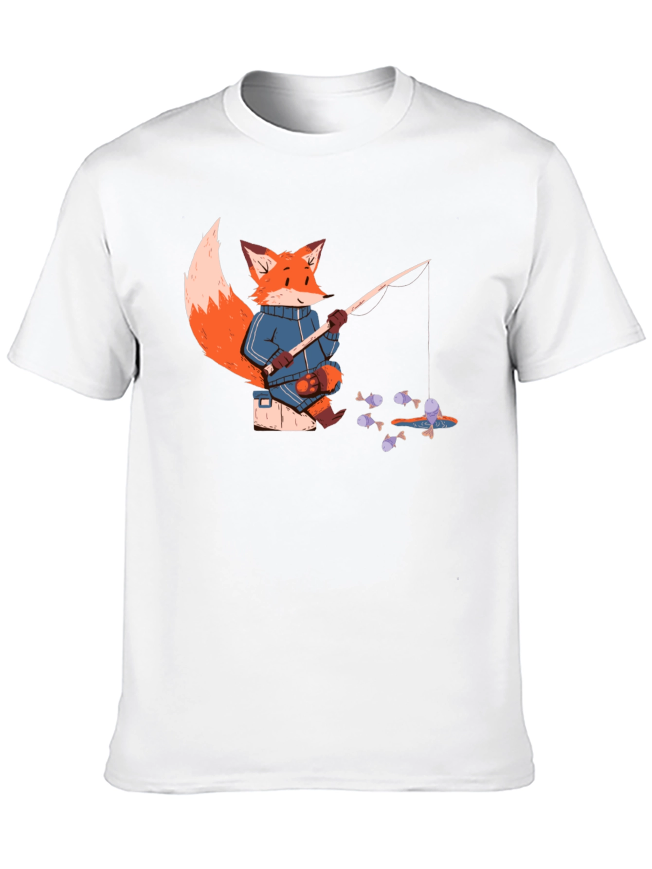 Black Fox Fishing T-Shirt - Cartoon Angler Tee view 10