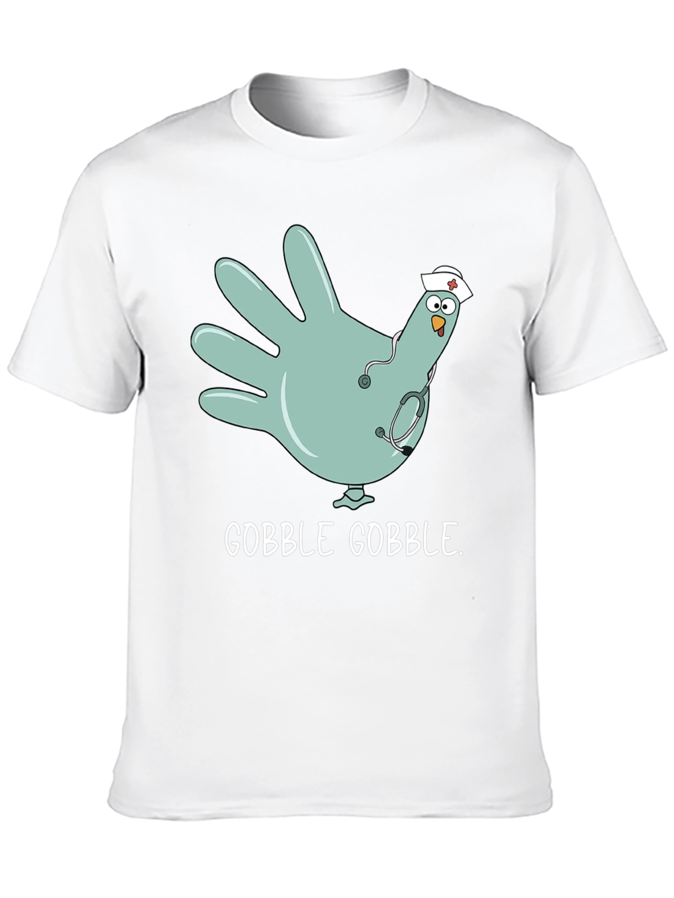 Black Gobble Gobble Nurse Turkey Hand T-Shirt view 10